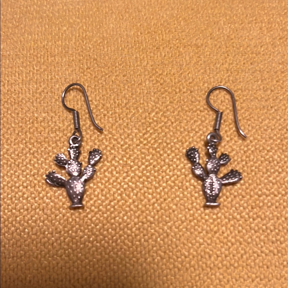Sterling Silver Cactus Earrings